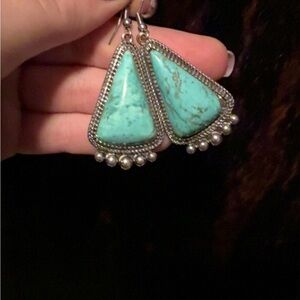 Turquoise and Silver Dangle Earrings